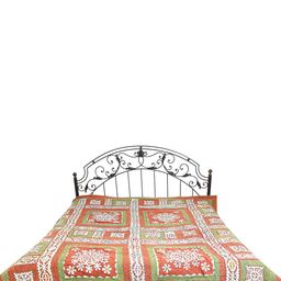 Exotic India Red & Green Floral Cotton 300 TC Queen Bedsheet-image-62