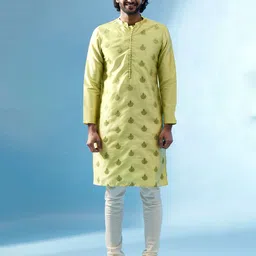 KISAH Ethnic Motifs Embroidered Regular Kurta with Churidar-image-48