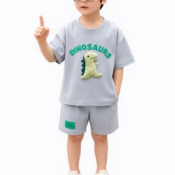 Bold N Elegant Kids 3D Dino Printed Pure Cotton T-shirt & Short-picture-18