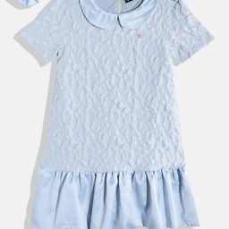 Allen Solly Junior Girls Floral Textured Peter Pan Collar A-Line Dress-image-50