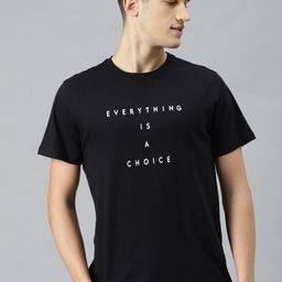 Mast & Harbour Men Black Typography Printed Organic Cotton T-shirt-image-81