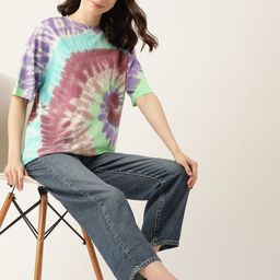 DressBerry Women Tie & Dye Pure Cotton T-shirt-image-24