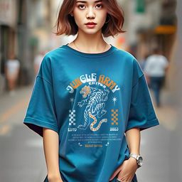 AUSK Women Printed Drop-Shoulder Sleeves Oversized Cotton T-shirt-image-39