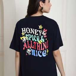 Fabflee Typography Printed Drop-Shoulder Oversized Cotton T-shirt-image-78