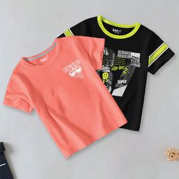 BAESD Boys Pack Of 2 Typography Printed Round Neck Cotton T-shirt-picture-44