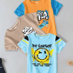 BAESD Boys Pack Of 3 Typography Printed Round Neck Cotton T-shirt-picture-8