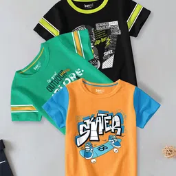 BAESD Boys Pack Of 3 Typography Printed Round Neck Cotton T-shirt-picture-25