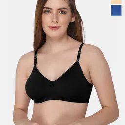 intimacy LINGERIE Pack of 3 Non Padded Cotton Everyday Bra - Medium Coverage-image-39