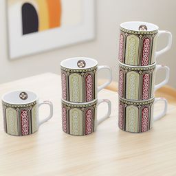 laghima jadon Multicoloured Printed Ceramic Glossy Cups Set of 6 Cups and Mugs-2