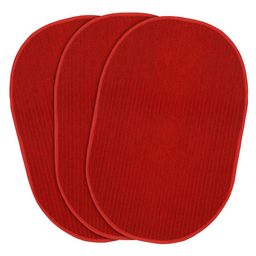 Kuber Industries Set Of 3 Red Solid Oval Anti-Skid Doormats-11