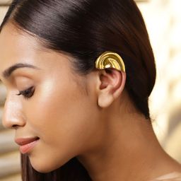 Rubans 22K Gold Plated Bold Sculptural Statement Luxe Design Ear Cuff-65