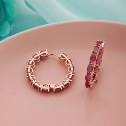 Saraf RS Jewellery  Rose Gold Plated Circular Hoop Earrings-3