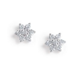 Luxevogue 92.5 Silver Rhodium Plated Snowflake Stud Earrings-image-20