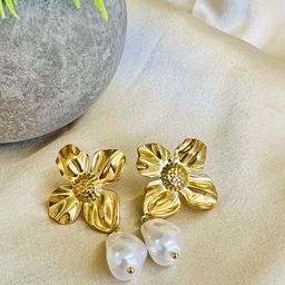 MYKI Stainless Steel Gold Plated Contemporary Drop Earrings-55