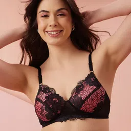 Clovia Black & Maroon Lace Non-Wired Lightly Padded Everyday Bra BR1944A13-picture-57