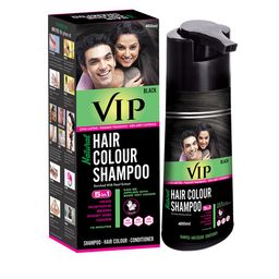 VIP HAIR COLOUR SHAMPOO Cum Conditioner With Pearl Extract - Black 400ml-57