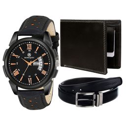 MARKQUES Men Black Solid Accessory Gift Set-image-74