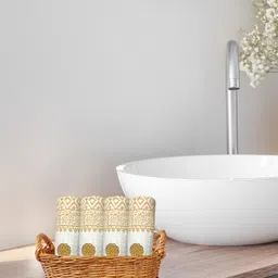 Living Roots Brown & White 4Pcs Ptinted Cotton Soft Absorbent 400 GSM Face Towels-image-50