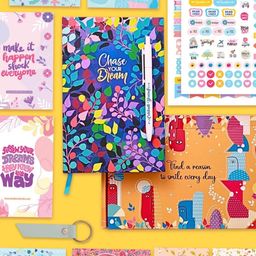 Doodle Blue & Green Dream Chaser Undated A5 Planner Gift Set-image-49