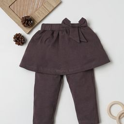 Fancy Fluff Girls Knitted Ankle-Length Skirt-Style Leggings With Bow Detail-image-7