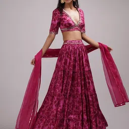 Breathe by Aakanksha Singh Printed Made to Measure Lehenga & Blouse With Dupatta-picture-2