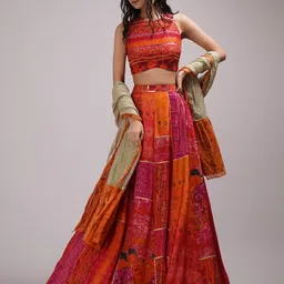 Breathe by Aakanksha Singh Printed Made to Measure Lehenga & Blouse With Dupatta-picture-1