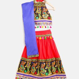 BownBee Girls Red & Black Embroidered Ready to Wear Chaniya Choli-15