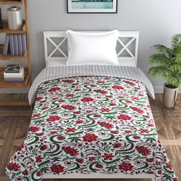 Trance home Linen Firdaus Red 210 GSM Pure Cotton Reversible Single Bed Size Dohar-image-82
