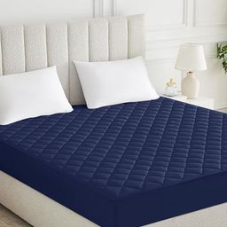HOMEMONDE Navy Blue Cotton Water Resistant Quilted Mattress Protector-image-91