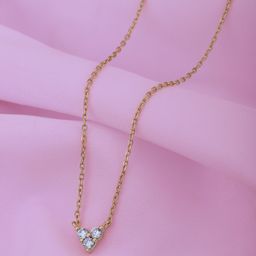 Carlton London 18kt Rose Gold Plated with CZ Heart Necklace-image-50