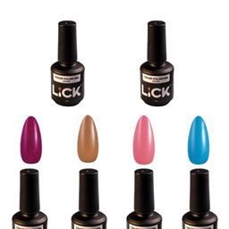 LICK Set Of 4 Color Gel Nail Polish - 15 ml Each - Red 19 - Brown 31 - Nude 36 - Blue 59-49