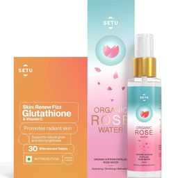 SETU Set Of Rose Water 100 ml & Orange Flavour Skin Renew 30 Tablets-12