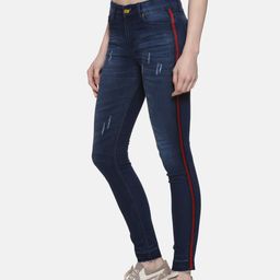 Campus Sutra Women Navy Blue Super Skinny Fit High-Rise Low Distress Jeans-image-54