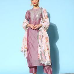 Varanga Women Woven Design Chanderi Silk Hyper Texture Kurta Set-22