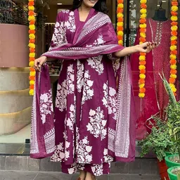 PINGHAKS Women Ethnic Motifs Printed Regular Kurta Set with Trousers & With Dupatta-19
