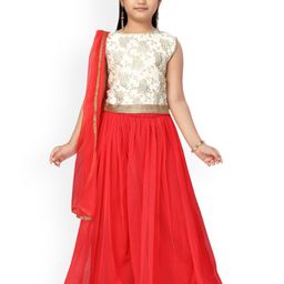 BAESD Girls Paisley Printed Regular Sequinned Pure Silk Top with Palazzos & With Dupatta-image-6