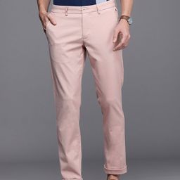 Louis Philippe Sport Men Pink Self Design Textured Slim Fit Regular Trousers-image-72