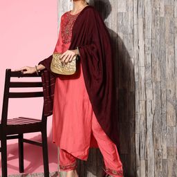 SheWill Women Ethnic Motifs Silk Blend Shimmer & Sequin Kurta Set-27