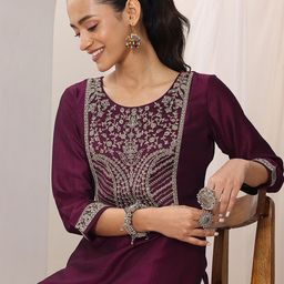 Libas Women Ethnic Motifs Yoke Design Festive Silk Straight Kurta-picture-8