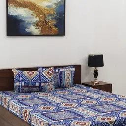 Steve & Anderson Beige Floral Printed Microfiber 160TC Queen Bedsheet Set 2.20m X 2.20m-image-21