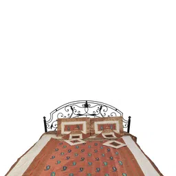 Exotic India Copper-Toned & Brown Ethnic Motifs 300 TC Queen Bedsheet With Pillow Covers-image-27