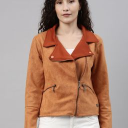 Campus Sutra Women Brown Windcheater Outdoor Tailored Jacket-image-60