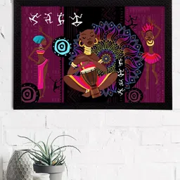 eCraftIndia Magenta & Black Tribal Theme Satin Matt Textured UV Wall Art-image-17
