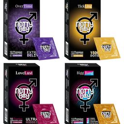 noTTy Boy Men Set of LoveLust + BiggBang + OverTime + TickLing Condoms - 10 pcs each-78