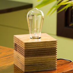 ExclusiveLane Brown Self Design Handcrafted Edison Wooden Table Lamp-42
