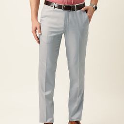 Peter England Men Grey Self Design Slim Fit Formal Trousers-image-59