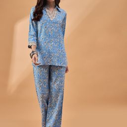 all about you Floral Printed Shirt Collar Top With Trousers Co-Ords-picture-7
