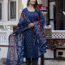 Nayo Floral Printed Regular Pure Cotton Kurta With Trousers & Dupatta-20