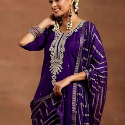 Gerua By Libas Women Paisley Embroidered Regular Kurta with Trousers & With Dupatta-picture-5