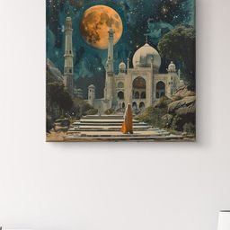 Myntra Elegant Homes Orange & Green Tajmahal Canvas Wall Art-image-33